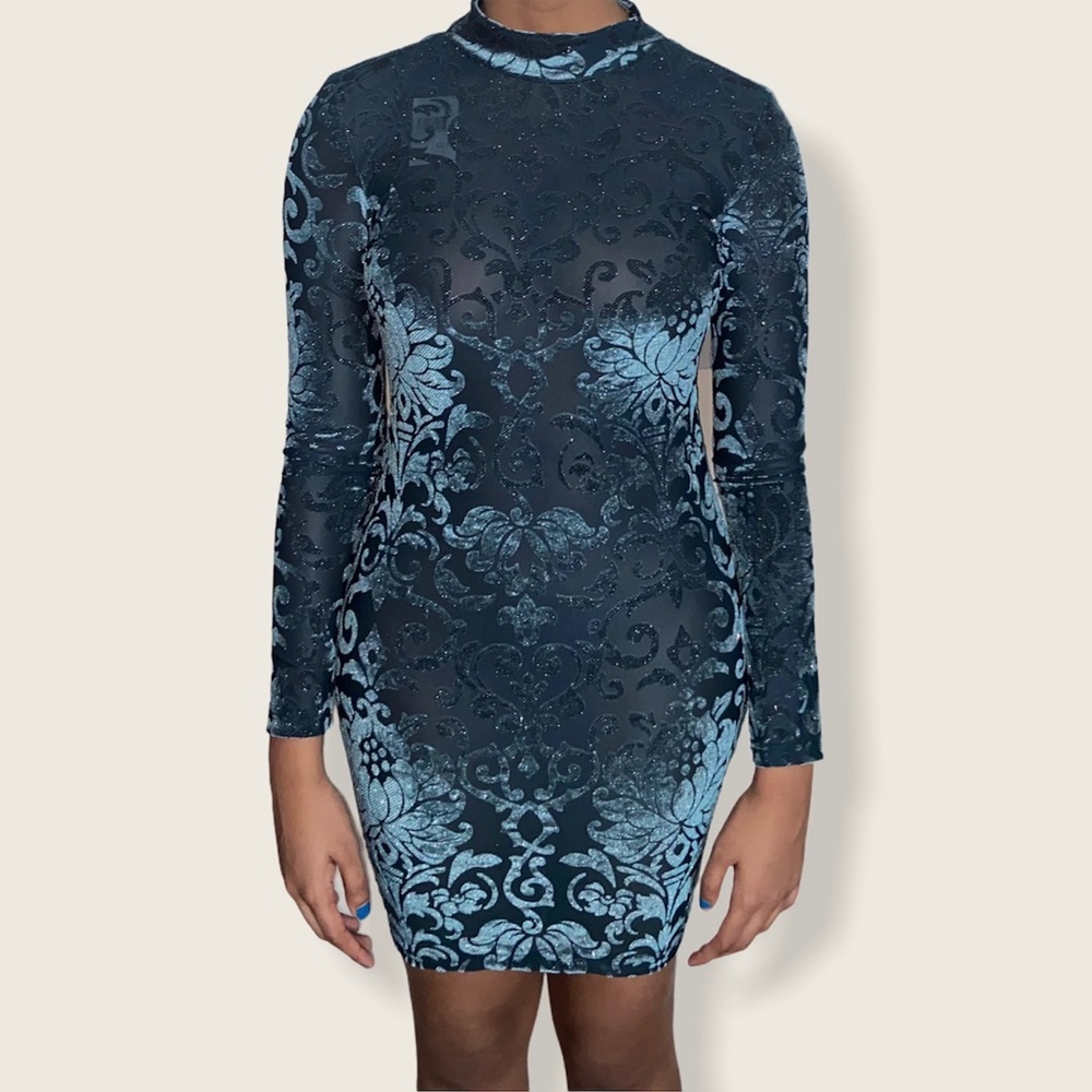velvet emerald green Iris Basic long sleeve dress